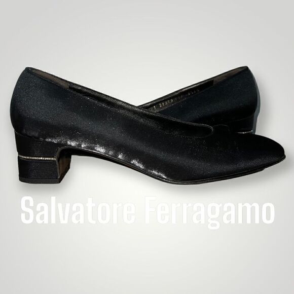 Salvatore Ferragamo, Crystal Embellishment Block Heeled Pumps, Women’s 8.5 3A - Picture 1 of 13